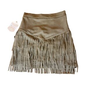 NWT Altar'd State Faux Suede Fringe Skirt Green